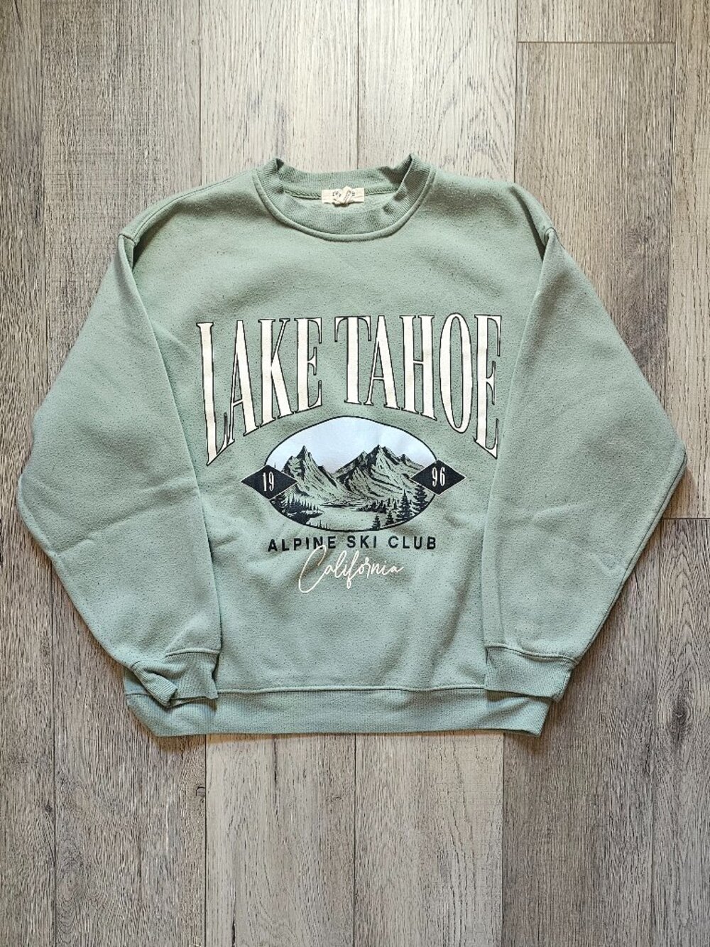 Refuge Athletics Crewneck Small Sweatshirt Sage Green Lake Tahoe Alpine Ski Club